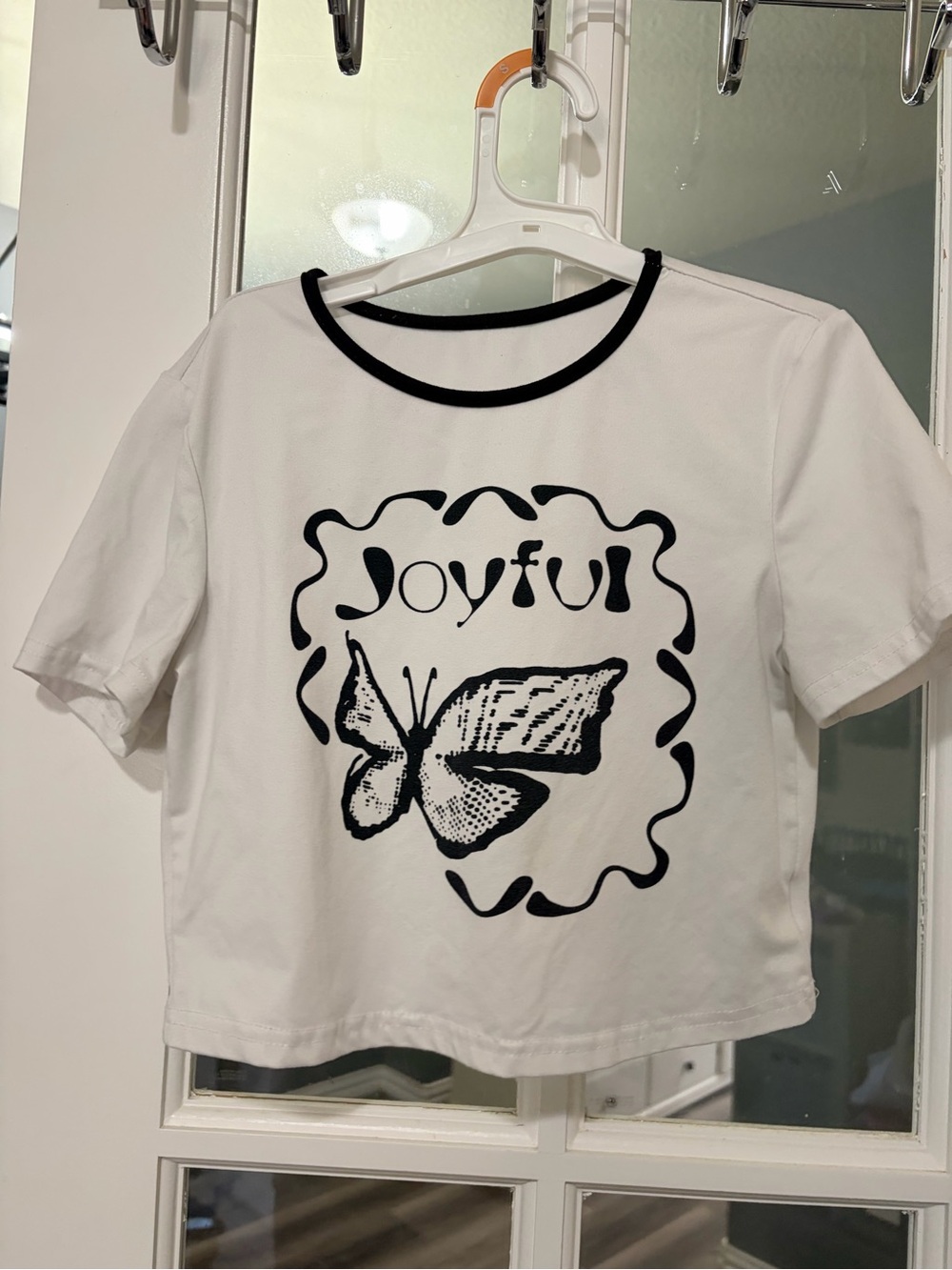 Joyful Butterfly Graphic Tee - White/Black - Kids